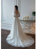Short Sleeves Ivory Sparkly Lace Tulle Stunning Wedding Dress